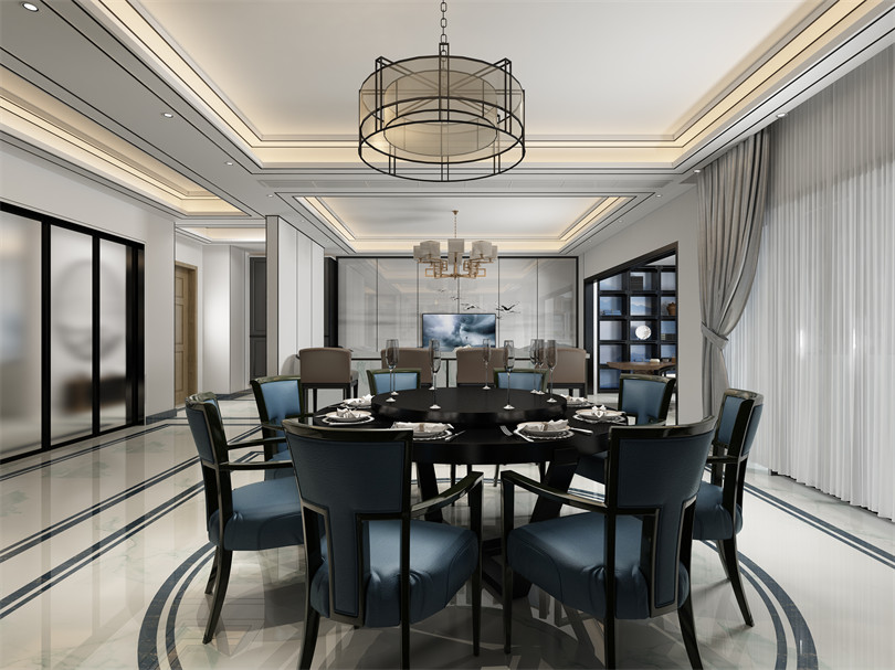 廣州市東風廣場新中式風格四居室裝修案例