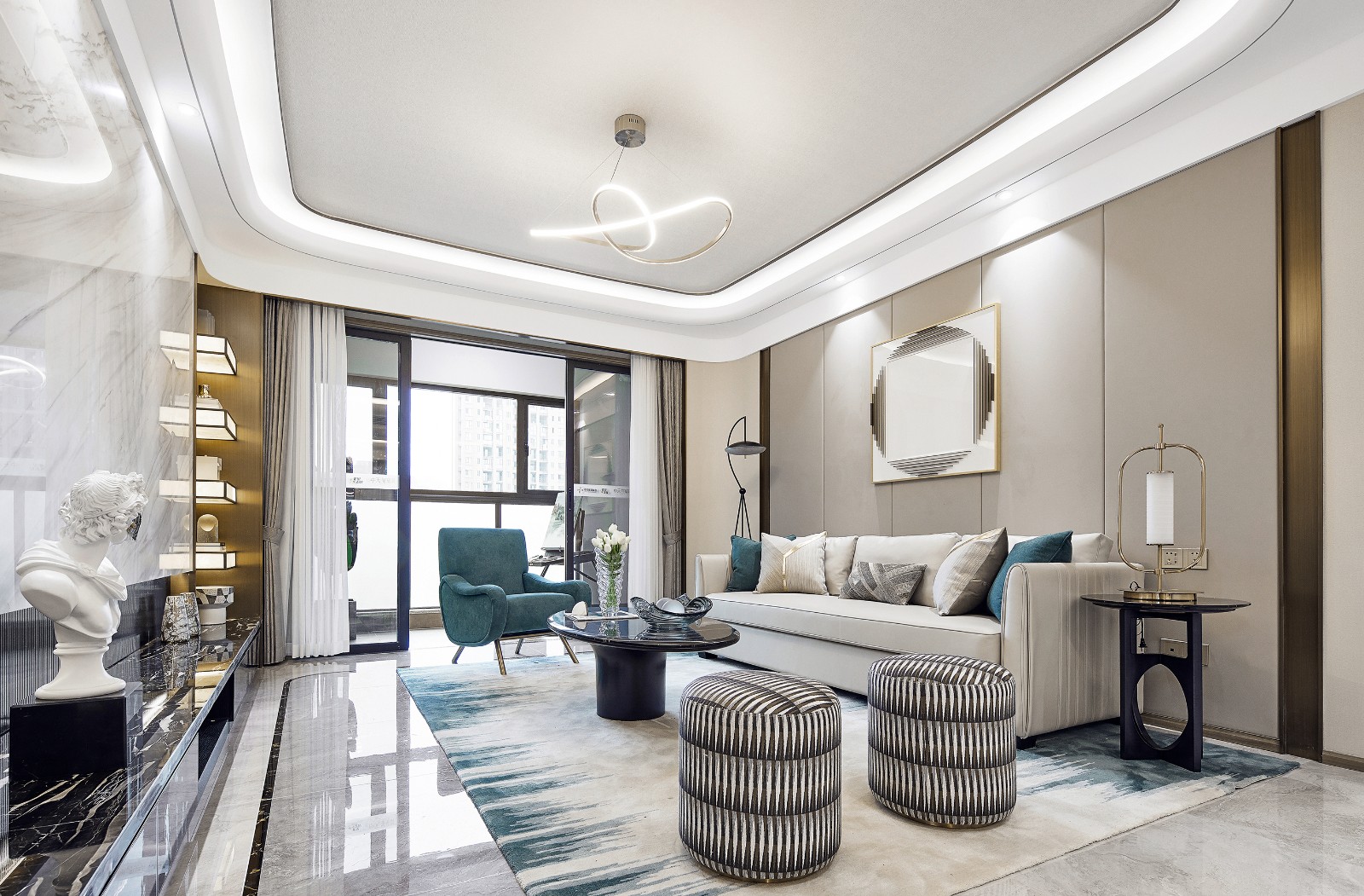 廣州市東華東路小區(qū)輕奢風(fēng)格三居室裝修案例