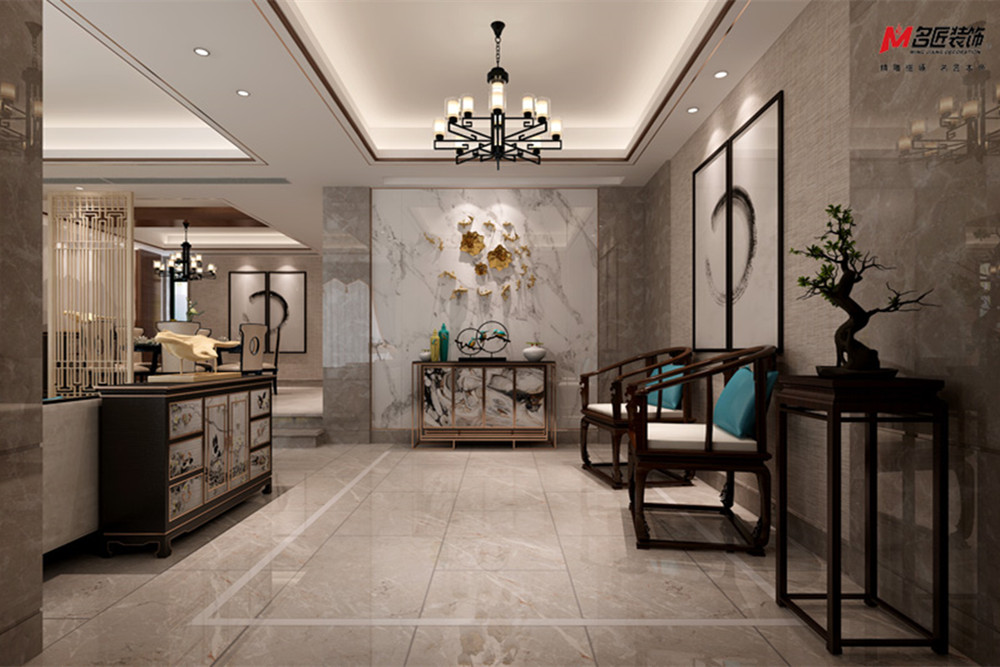 合肥市龍湖&middot;龍譽(yù)中心新中式風(fēng)格四居室裝修案例