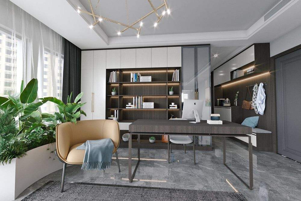 嘉興市中天熙景誠品現(xiàn)代簡約風格三居室裝修案例