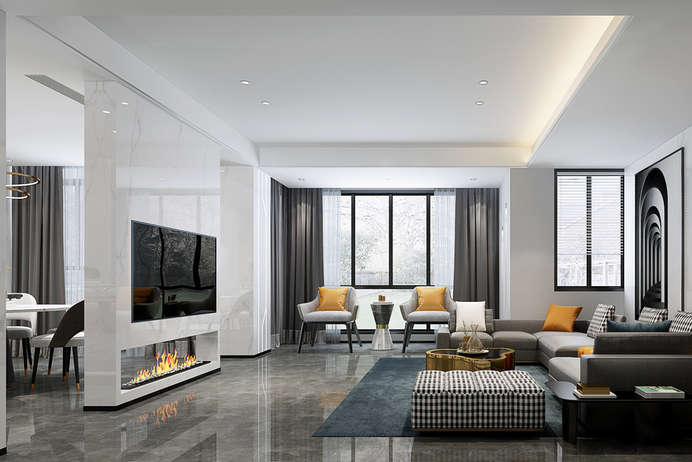 嘉興市嘉業(yè)陽(yáng)光城現(xiàn)代簡(jiǎn)約風(fēng)格復(fù)式裝修案例