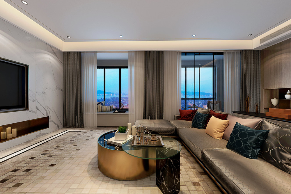 嘉興市寶石公館現(xiàn)代簡(jiǎn)約風(fēng)格三居室裝修案例