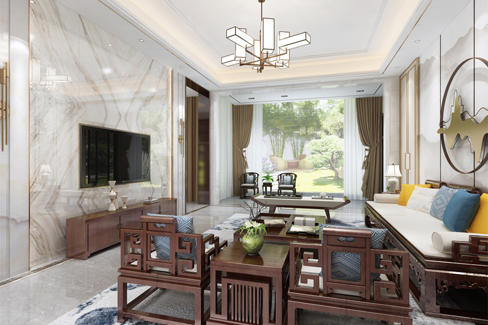 中山市保利天匯新中式風(fēng)格別墅裝修案例