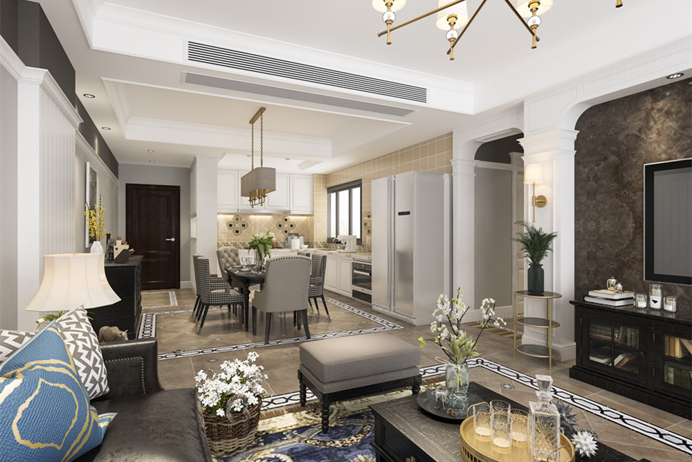 中山市敏捷紫嶺國際新中式風(fēng)格三居室裝修案例