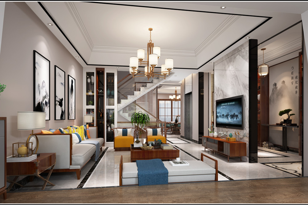 中山市凱茵又一城花漾集新中式風(fēng)格別墅裝修案例