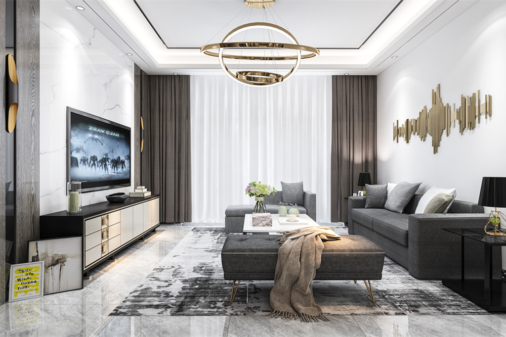 中山市越秀星匯品峰輕奢風(fēng)格三居室裝修案例