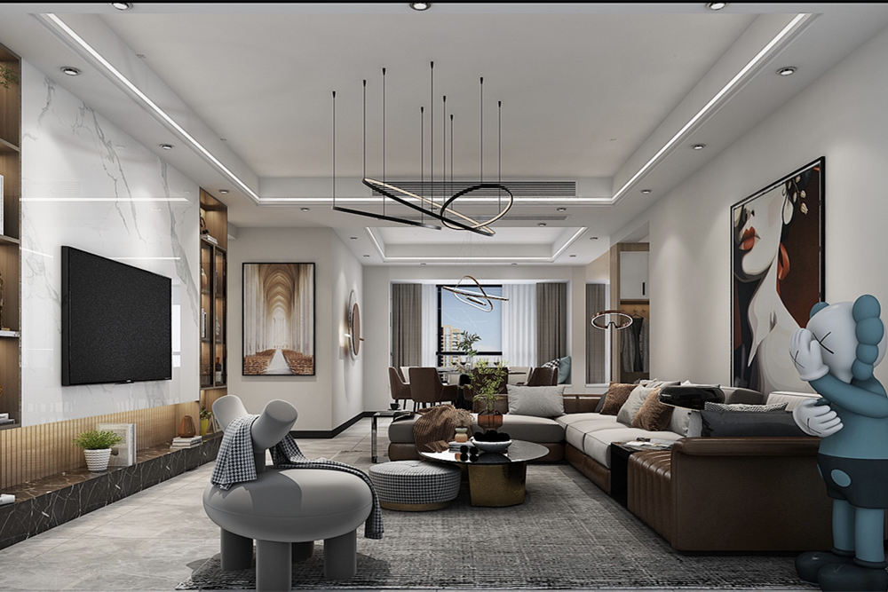 云浮市百合花城一期現(xiàn)代簡約風格三居室裝修案例