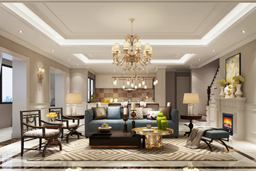 梧州市白云堡花園美式風(fēng)格復(fù)式裝修案例