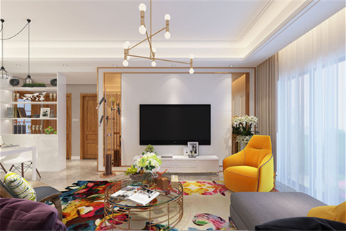 梧州市新世紀朝陽小區(qū)輕奢風格三居室裝修案例