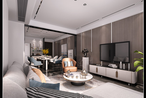 玉林市英華小區(qū)輕奢風格三居室裝修案例