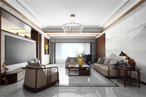 德陽市安國公寓新中式風格三居室裝修案例