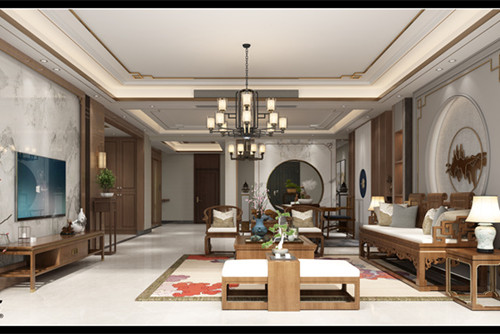 湛江市年豐豪庭新中式風(fēng)格三居室裝修案例