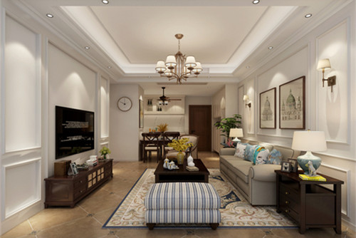 惠州市保利陽光城美式風格四居室裝修案例