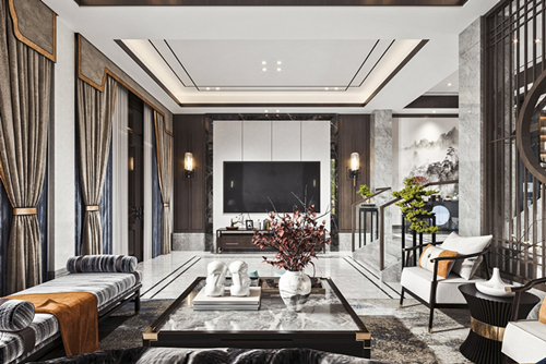 江門市雁山豪苑新中式風(fēng)格別墅裝修案例