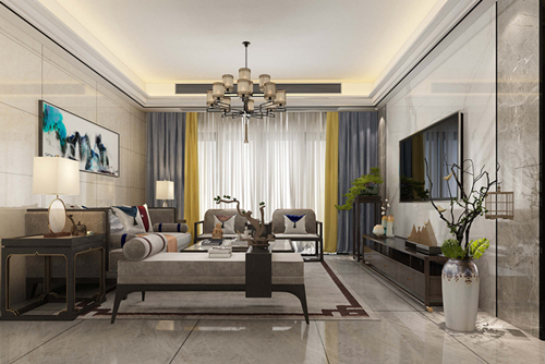 廣州市東風廣場新中式風格四居室裝修案例