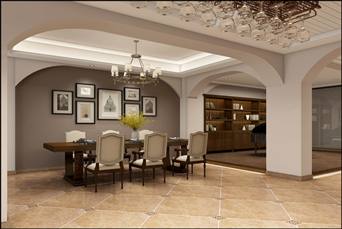 海口市綠城桃李春風新中式風格別墅裝修案例