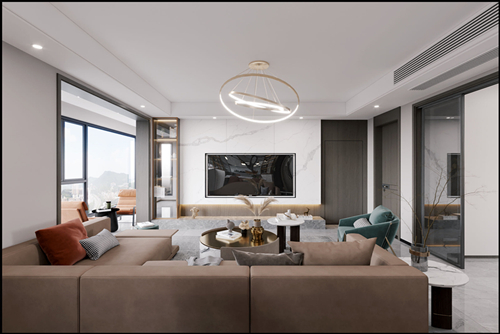 佛山市朝安金茂悅現(xiàn)代風格平層裝修案例