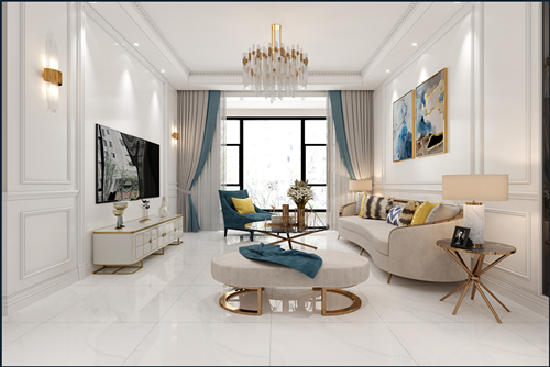 佛山市萬科金域水岸新中式風(fēng)格三居室裝修案例