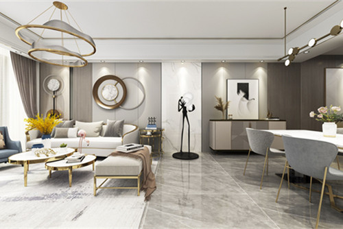 中山市豪逸華庭三期輕奢風(fēng)格三居室裝修案例