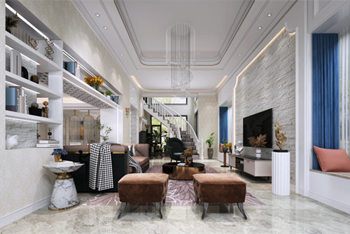 中山市麗豪花園新中式風(fēng)格別墅裝修案例