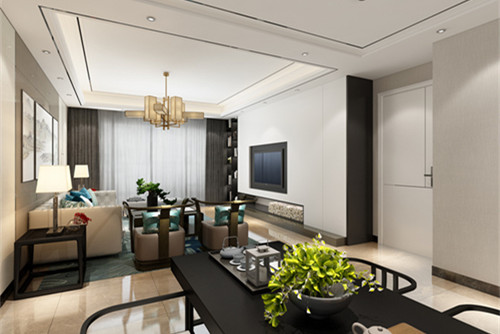 中山市富昌花園新中式風(fēng)格四居室裝修案例