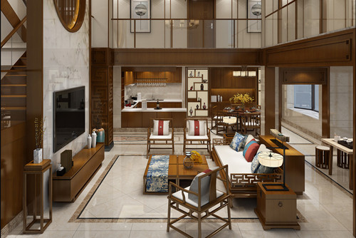 ?？谑谐尚啪霸沸轮惺斤L(fēng)格別墅裝修案例