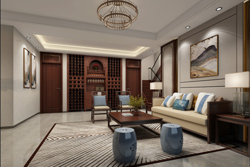 海口市南國威尼斯城別墅新中式風(fēng)格別墅裝修案例