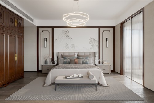 廣州市珠江帝景苑新中式風(fēng)格四居室裝修案例