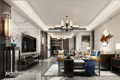 汕頭市金紫名邦花園新中式風格四居室裝修案例